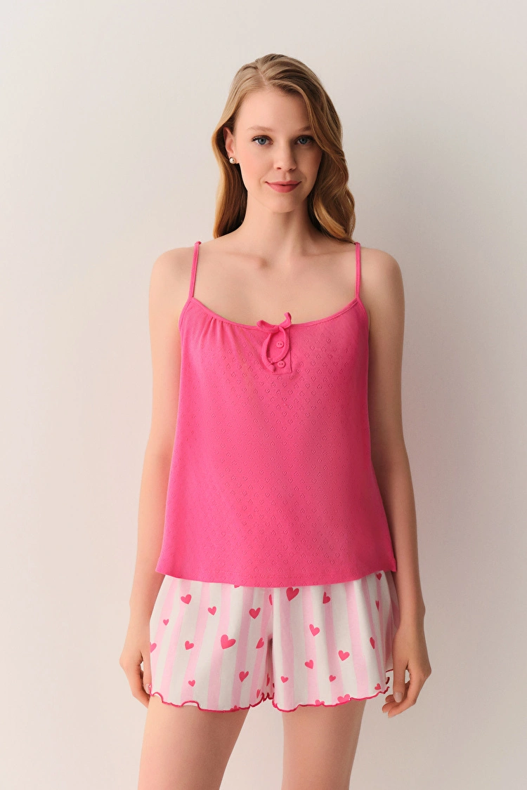 Pink Print Cherry Top-Short Set